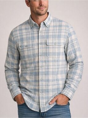 LinkSoul LS252 Fairbanks Seawool Shirt Men’s Large Blue Gray Plaid